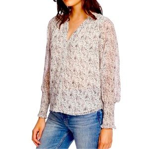 1. State Buttondown Smocked Cuff Blouse Small NWOT